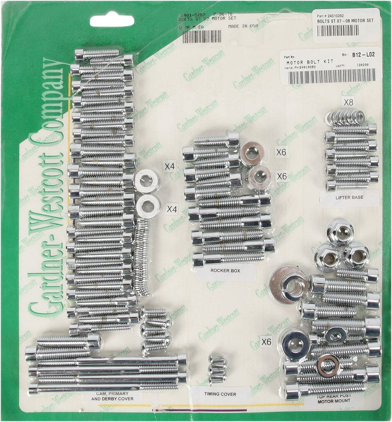 Gardner-Westcott Big Twin Motor Sets - Steel, Kit, Socket-Head - Chrome / Polished / Silver for Harley-Davidson Softail 2007-2017
