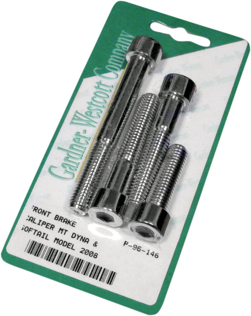 Gardner-Westcott Caliper Mounting Bolt Kit - Brake Caliper, Socket-Head - Chrome / Silver for Harley-Davidson Softail & Dyna 2007-2024