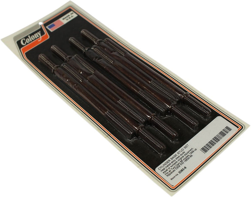 Colony Replacement Cylinder Stud Set - 8 Pack - Black for Harley-Davidson Touring, Softail & Dyna 1999-2006