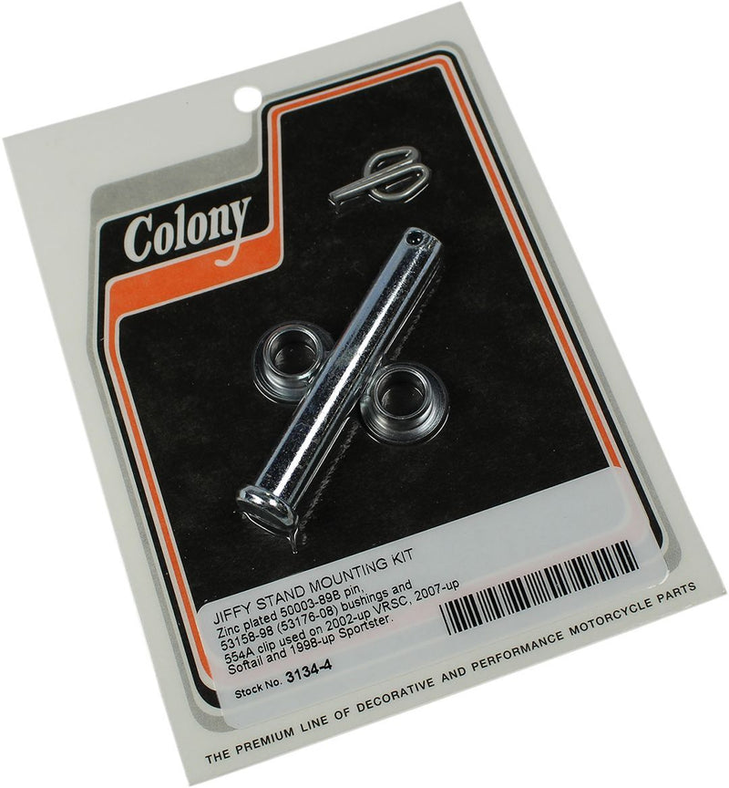 Colony Jiffy Stand Mounting Kit - PIN KIT KICK Stand - Zinc for Harley-Davidson Softail, Sportster, Dyna & V-Rod 1986-2022