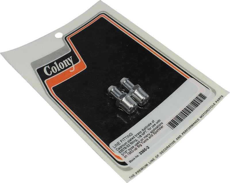 Colony Line Fitting - 2 Pack, Steel - Cadmium Plated for Harley-Davidson Touring, Softail, Sportster & Dyna 1952-1990