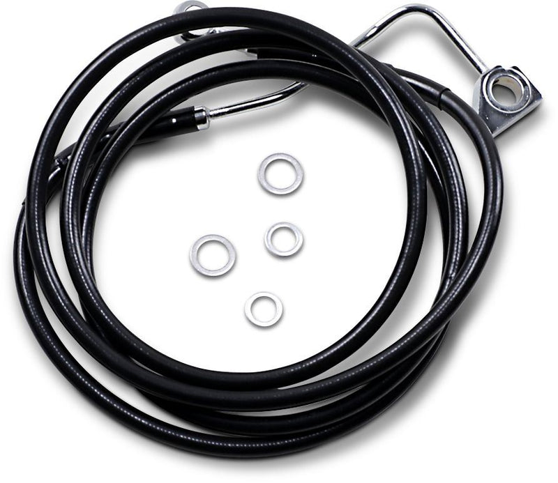 Drag Specialties Black Vinyl/Stainless Extended Length Front Brake Line Kit - Part #17414000 - Hogparts UK