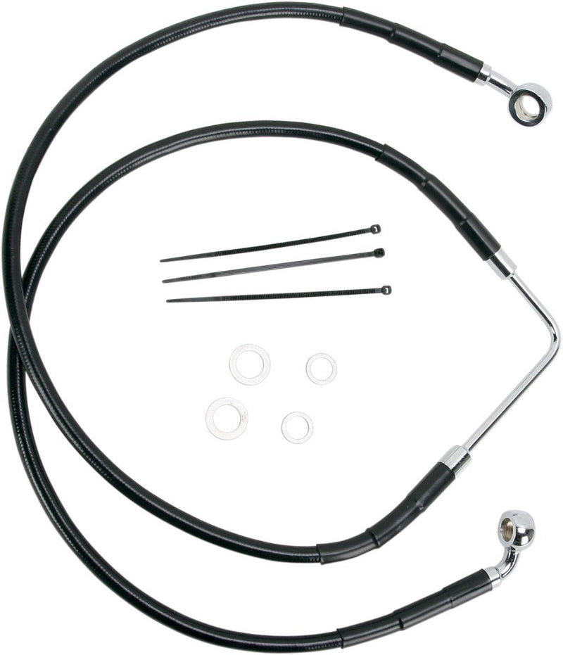 Drag Specialties Front Brake Line Black Vinyl Coated Stainless Steel - Part #17412574 - Hogparts UK