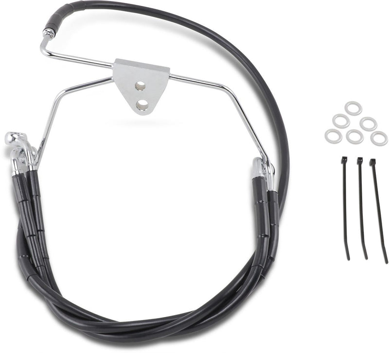 Drag Specialties Front Brake Line Black Vinyl Coated Stainless Steel Extended 6" - Part #17412517 - Hogparts UK