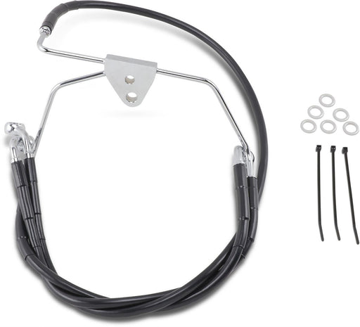 Drag Specialties Front Brake Line Black Vinyl Coated Stainless Steel Extended 6" - Part #17412517 - Hogparts UK
