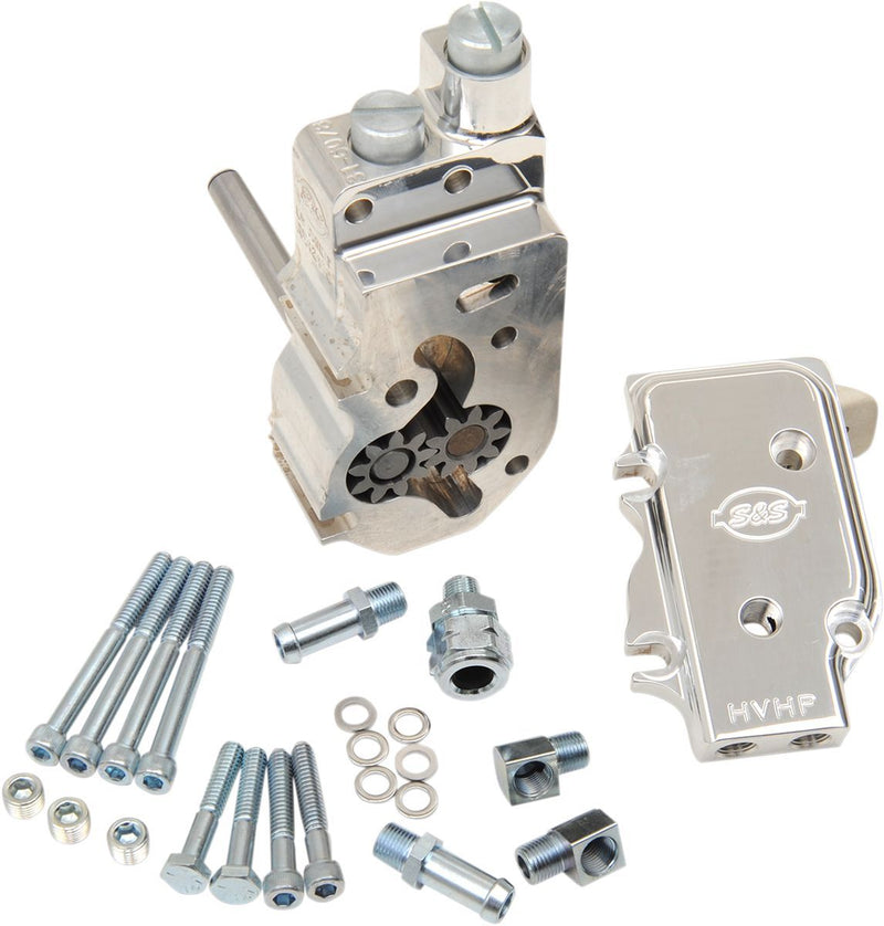 S&S Cycle High Volume/high Pressure (HVHP) Polished Billet Oil Pump - Aluminum, '92 - '99 Style Cover, Kit - Aluminum / P for Harley-Davidson Touring, Softail, Dyna & FXR 1992-1999