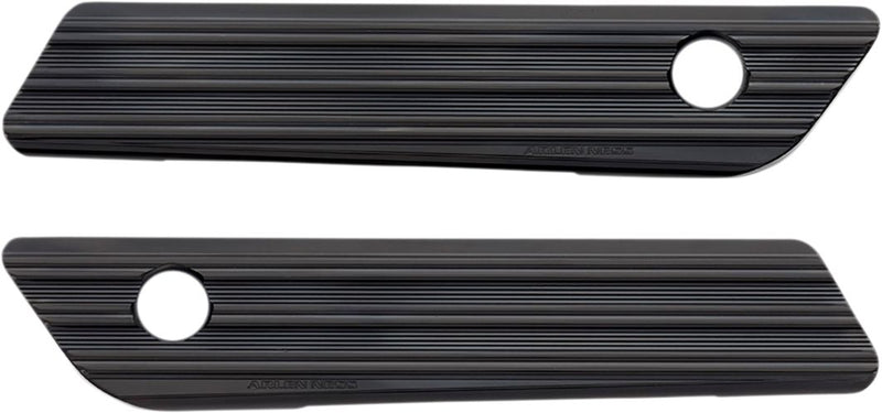 Arlen Ness Saddlebag Latch Covers - Grooved, 6061 T-6 Billet Aluminum, Pair - Black for Harley-Davidson Touring 2014-2024