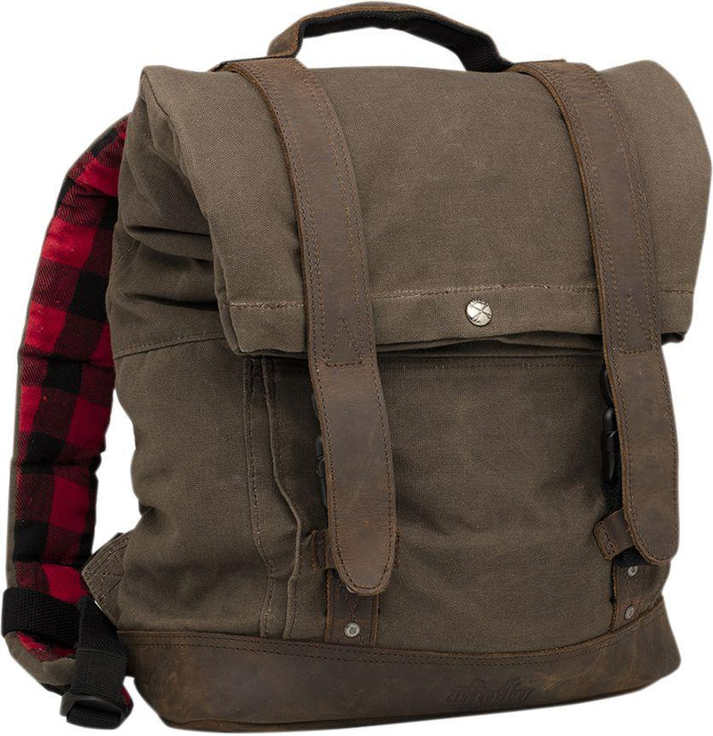 Burly Brand Voyager Backpack - Leather /  Wet-Waxed Cotton, Each, 30,5 cm (12") - Brown