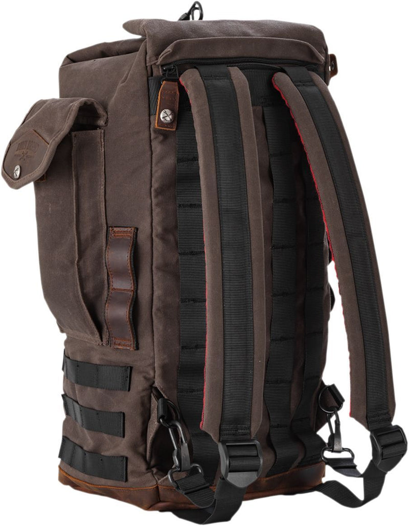 Burly Brand Voyager Sissy Bar Backpack - Cotton Canvas /  Leather, Each - Brown
