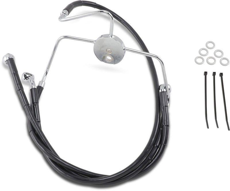 Drag Specialties Front Brake Line Black Vinyl Coated Stainless Steel Extended 2" - Part #17412521 - Hogparts UK
