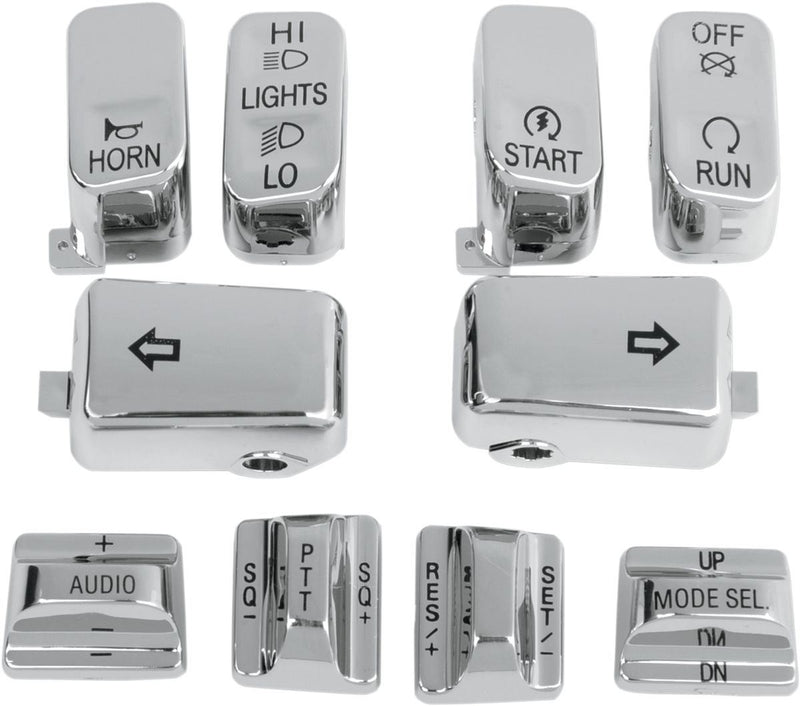 Drag Specialties Switch Cap Kit W/ Audio/Cruise-Control Chrome - Part #06160130 - Hogparts UK