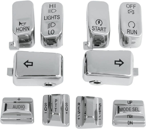 Drag Specialties Switch Cap Kit W/ Audio/Cruise-Control Chrome - Part #06160130 - Hogparts UK