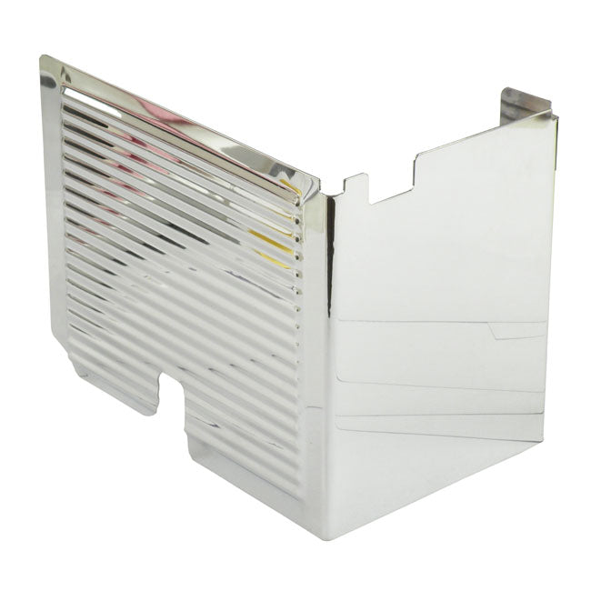 MCS Battery Side Cover, Ribbed. Chrome – 1967–1978 XLH (Electric Start Models)