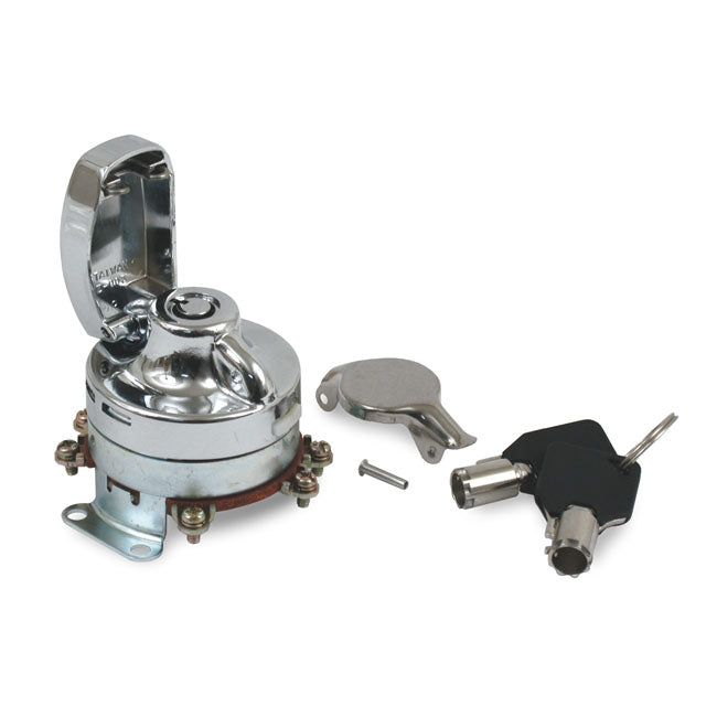 MCS FL Style Ignition Switch, ''Electronic''. Round Key, Chrome – 1973–1995 FL; FX; Fxwg Models with Dual…
