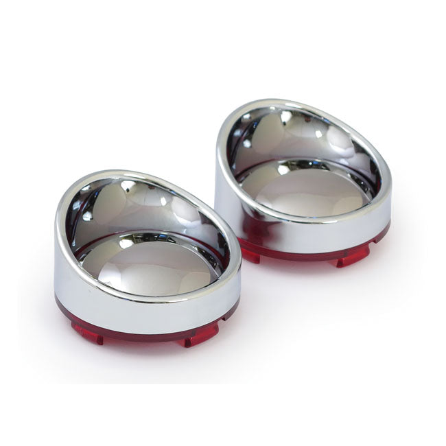 MCS Turn Signal Lens Set with Visor. Mirror Red Lens – 2000–2023 H-D with Bullet Turn Signals…