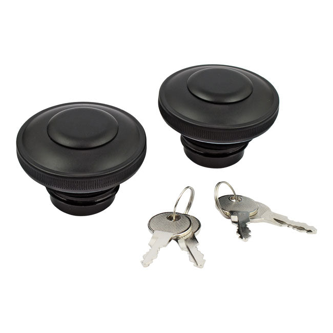 MCS Gas Cap Set with Lock, Black – 1983–1995 H-D