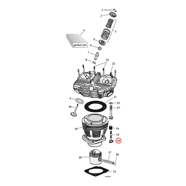 Colony Cylinder Base Stud Spacers Set. Chrome – L1978–1984 1340cc/80cui Shovelheads