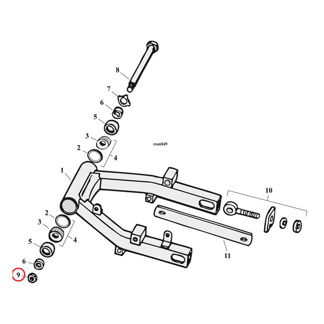MCS Nut, Pivot Bolt Swingarm – 1958–1972 FL; 1971–1972 FX