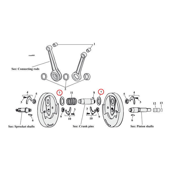 MCS Flywheel Thrust Washer Set, Bronze – 1957–1971 XL Sportster