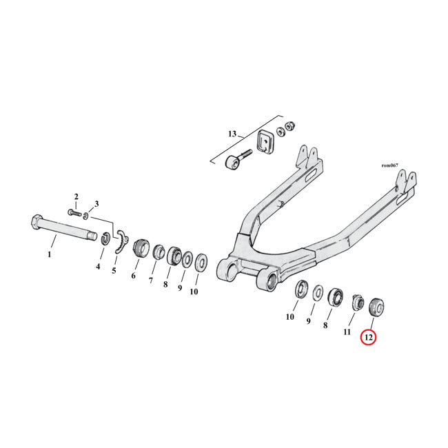 MCS Lock Nut, Swingarm Bearing. Left – 54-E74 K; XL Sportster 1 Used