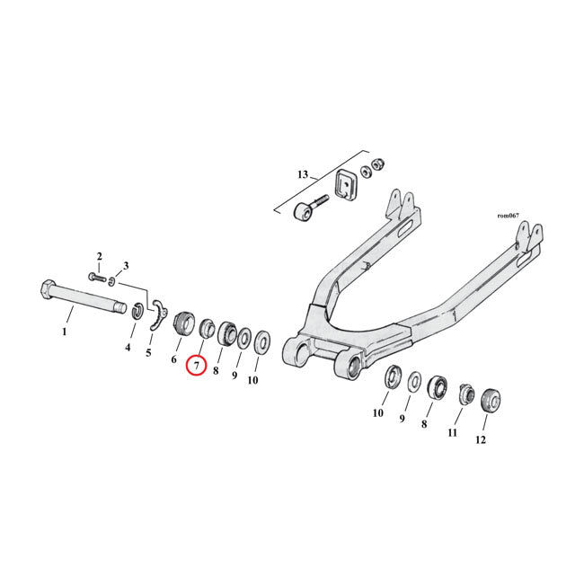 MCS Bearing Spacer, Outer. Swingarm – L1974–1981 XL Sportster 1 Used