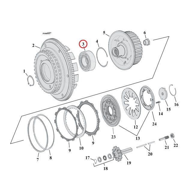 MCS Bearing, Clutch Hub (Double Row) – 1990–2010 Big Twin