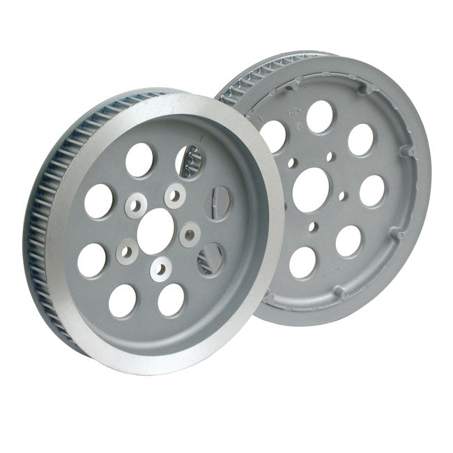 MCS Reproduction OEM Style Wheel Pulley 65t, 1-1/2" Belt. Silver – 1984–1999 Evo Big Twin; 1999 Twin Cam