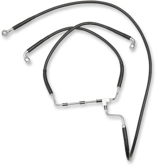 Drag Specialties Black Vinyl/Stainless Extended Length Front Brake Line Kit - Part #17413980 - Hogparts UK