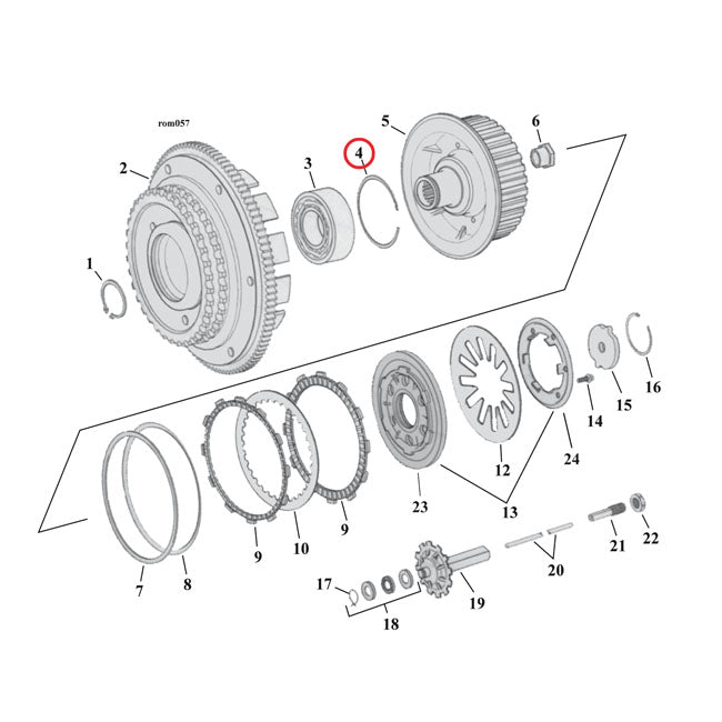 MCS Retaining Ring, Clutch Bearing – 1990–1999 Big Twin Tc; 1991–2003 Dyna…