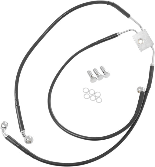 Drag Specialties Brake Line Stainless Steel Black Coated Front/Upper/Lower Extended +4" - Part #17413826 - Hogparts UK