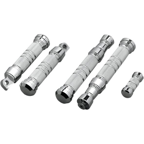 Accutronix  Foot Pegs Knurled Grooved Folding Chrome - Part #123605 - Hogparts UK