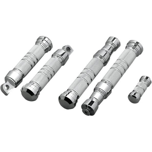 Accutronix  Foot Pegs Knurled Grooved Folding Chrome - Part #123605 - Hogparts UK