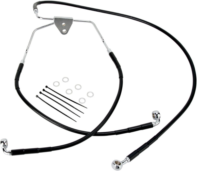 Drag Specialties Front Brake Line Black Vinyl Coated Stainless Steel Extended 10" - Part #17412513 - Hogparts UK