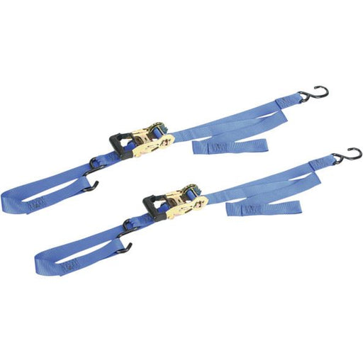 ANCRA INTEGRA BIG BIKE GRADUAL RELEASE RATCHET TIE DOWN 1 1/2" X 77" BLUE 2PK - 39200204 - Hogparts UK