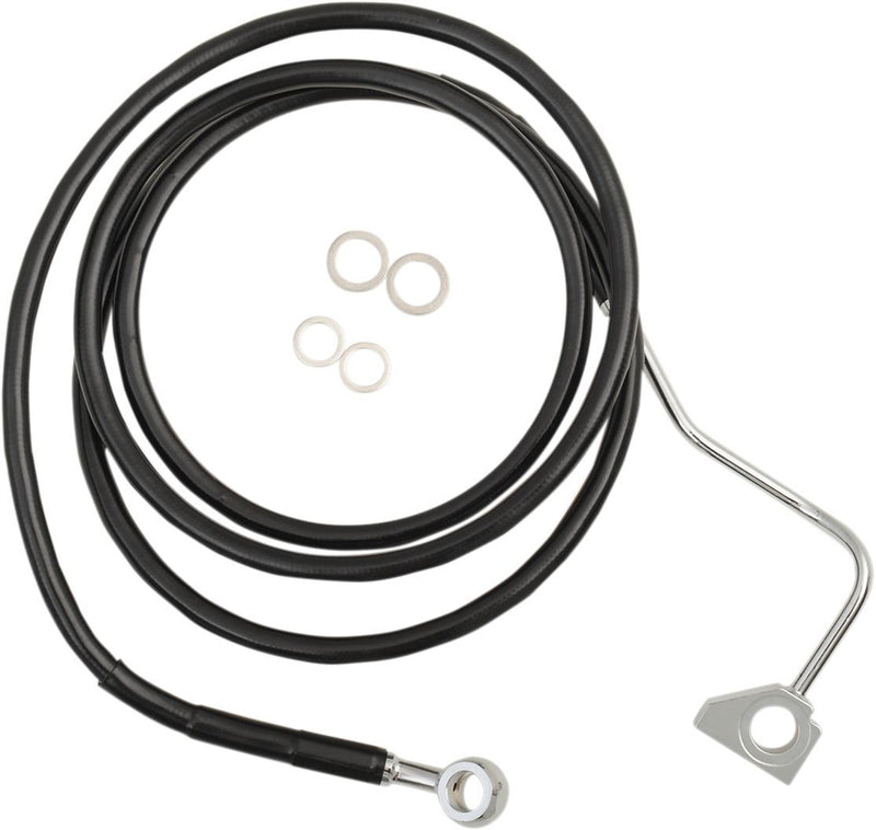 Drag Specialties Black Vinyl/Stainless Extended Length Front Brake Line Kit - Part #17413997 - Hogparts UK