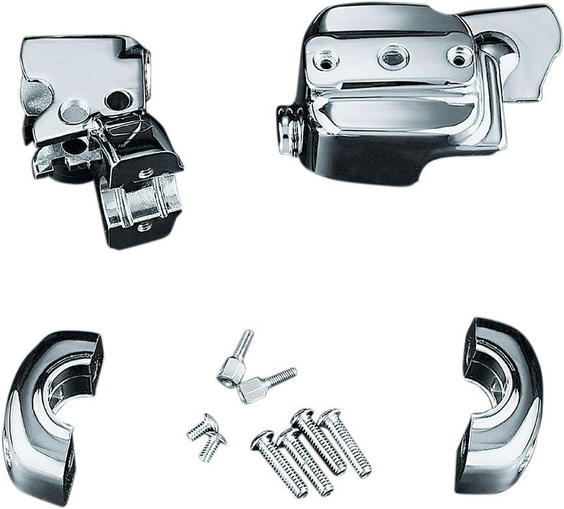 Kuryakyn Handlebar Control Cover Kit - Master Cylinder - Chrome for Harley-Davidson Softail, Sportster & Dyna 1996-2017