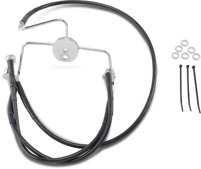 Drag Specialties Front Brake Line Black Vinyl Coated Stainless Steel Extended 8" - Part #17412524 - Hogparts UK