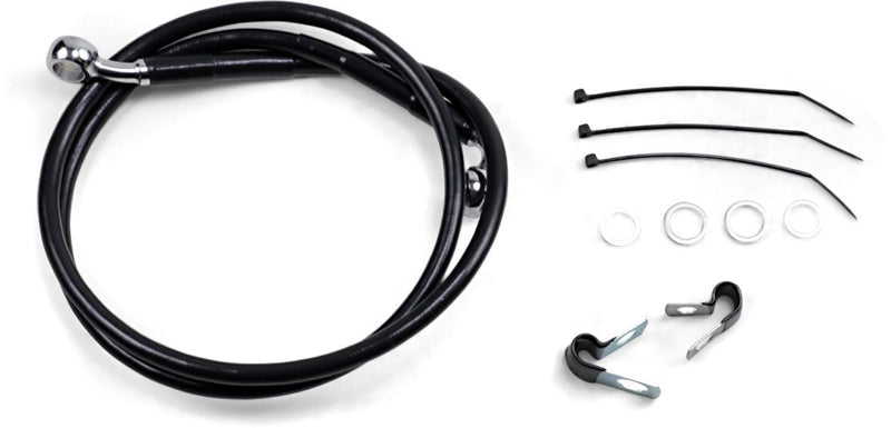 Drag Specialties Front Brake Line Black Vinyl Coated Stainless Steel Extended 2" - Part #17412557 - Hogparts UK