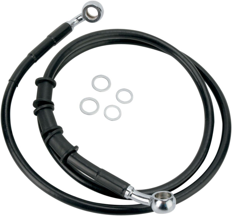 Drag Specialties Front Brake Line Black Vinyl Coated Stainless Steel - Part #17412798 - Hogparts UK