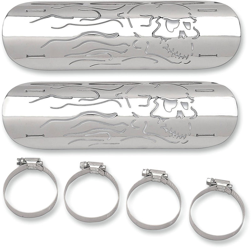 Drag Specialties Heat Shield Flaming Skull Chrome - Part #18610102 - Hogparts UK