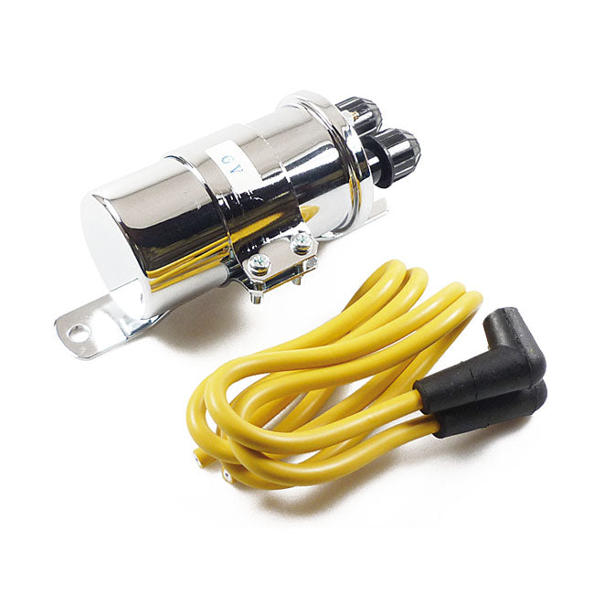 MCS Round Custom Ignition Coil Kit, 6v. Chrome – Points Style Ignition in Custom…