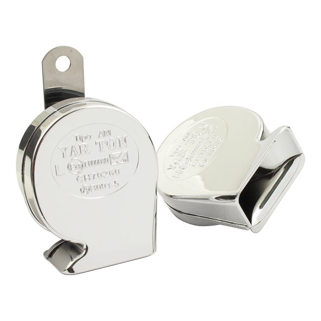 MCS 12-Volt Mini Turbine Horn Set. Chrome