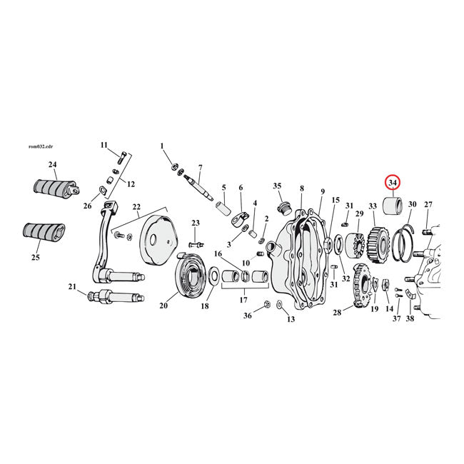 MCS Bushing Kickstart Gear, .921 Od – 1941–1986 4-Speed Big Twin with…