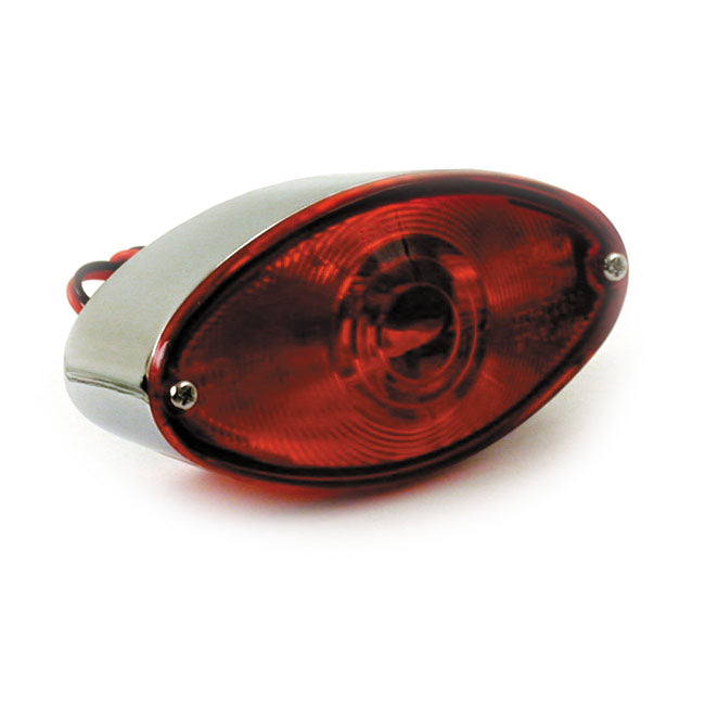 MCS Cateye Taillight. Die-Cast Housing. Chrome