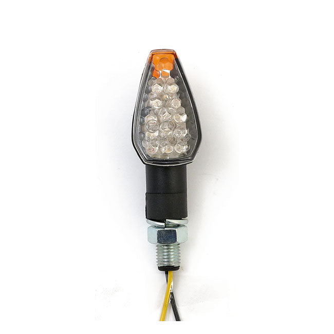 MCS Peak, Mini LED Turn Signals. 20 mm Stem. Clear Lens