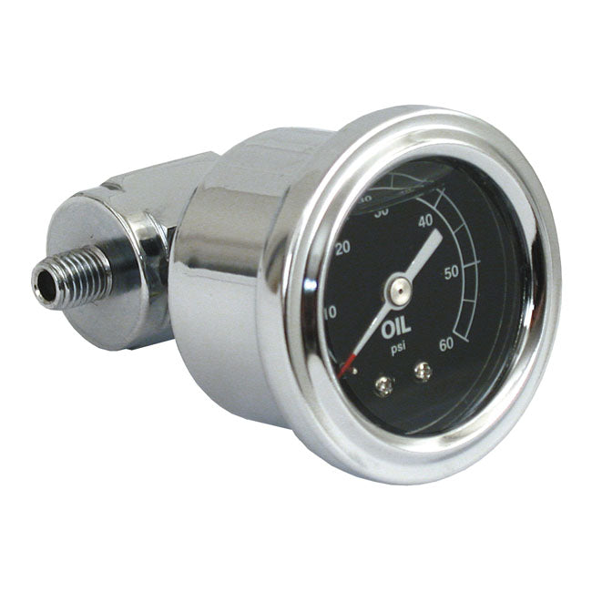 MCS Oil Pressure Gauge Kit Rocker Box, 0-60 Psi. Chrome – 1966–1970 Big Twin; 1957–1970 XL…
