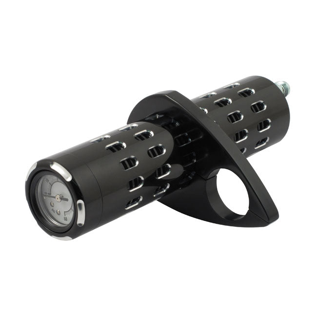 MCS Billet Oil Cooler, with Oil Pressure Gauge. Black – Many Stock & Custom Applications