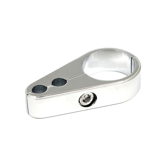 MCS 2-Piece Frame Cable Clamp. Throttle/Idle. Chrome