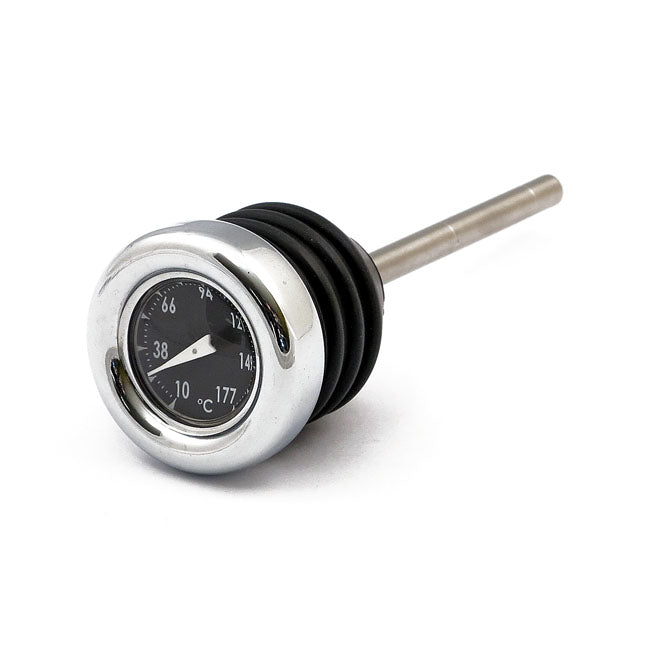 MCS Oil Tank Dipstick with Temperature Gauge. Chrome Black Face – 2000–2017 Softail