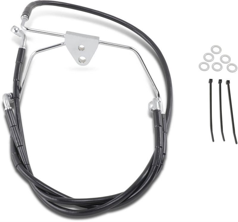 Drag Specialties Front Brake Line Black Vinyl Coated Stainless Steel Extended 10" - Part #17412519 - Hogparts UK